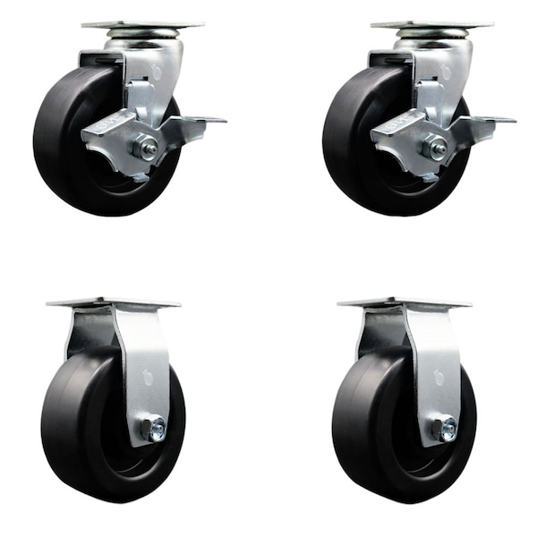 Tool Box Caster Wheel Set 5'' Polyolefin Swivel Casters, 4PK